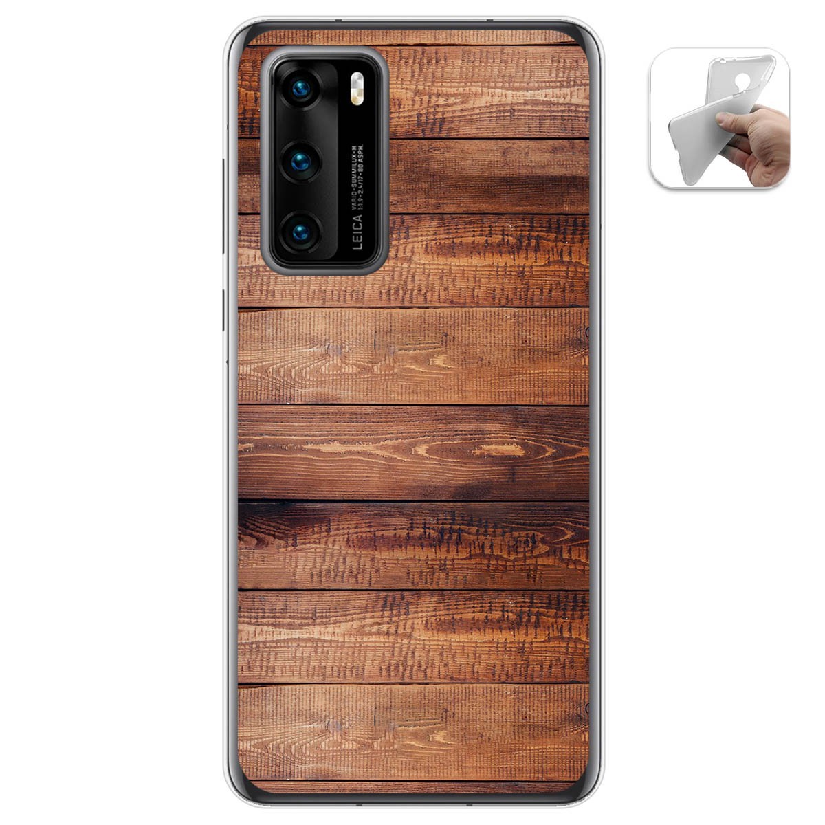 Funda Gel Tpu para Huawei P40 diseño Madera 02 Dibujos