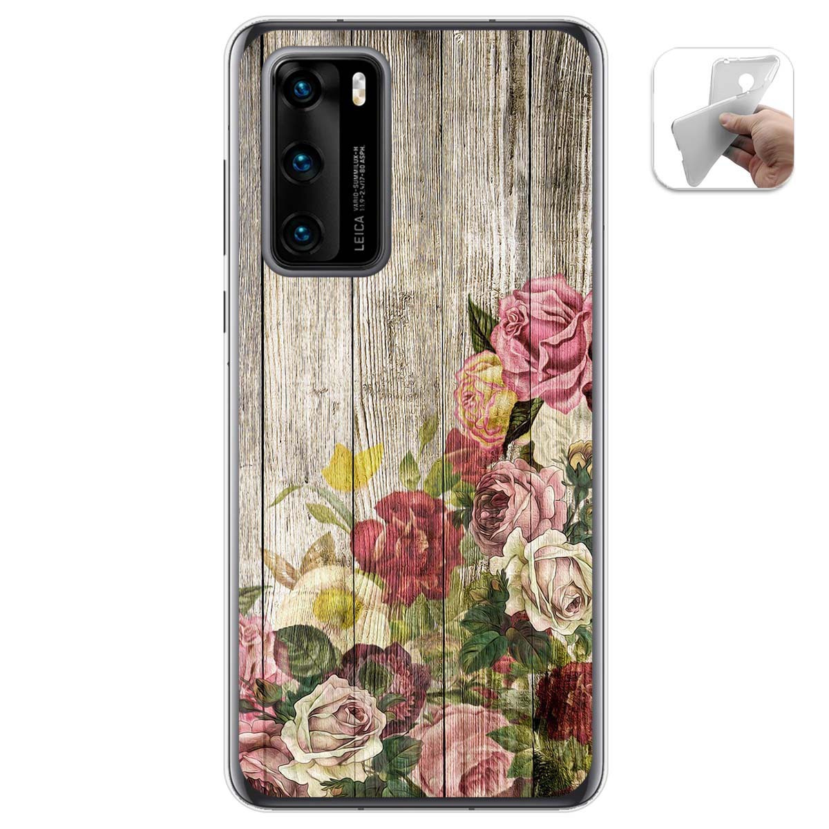 Funda Gel Tpu para Huawei P40 diseño Madera 08 Dibujos