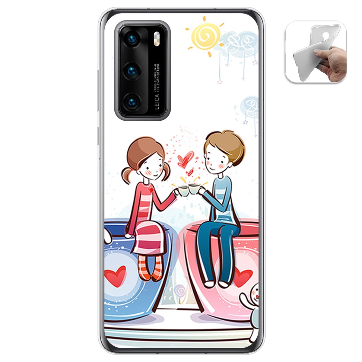 Funda Gel Tpu para Huawei P40 diseño Café Dibujos