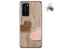 Funda Gel Tpu para Huawei P40 diseño Corazones Madera Dibujos