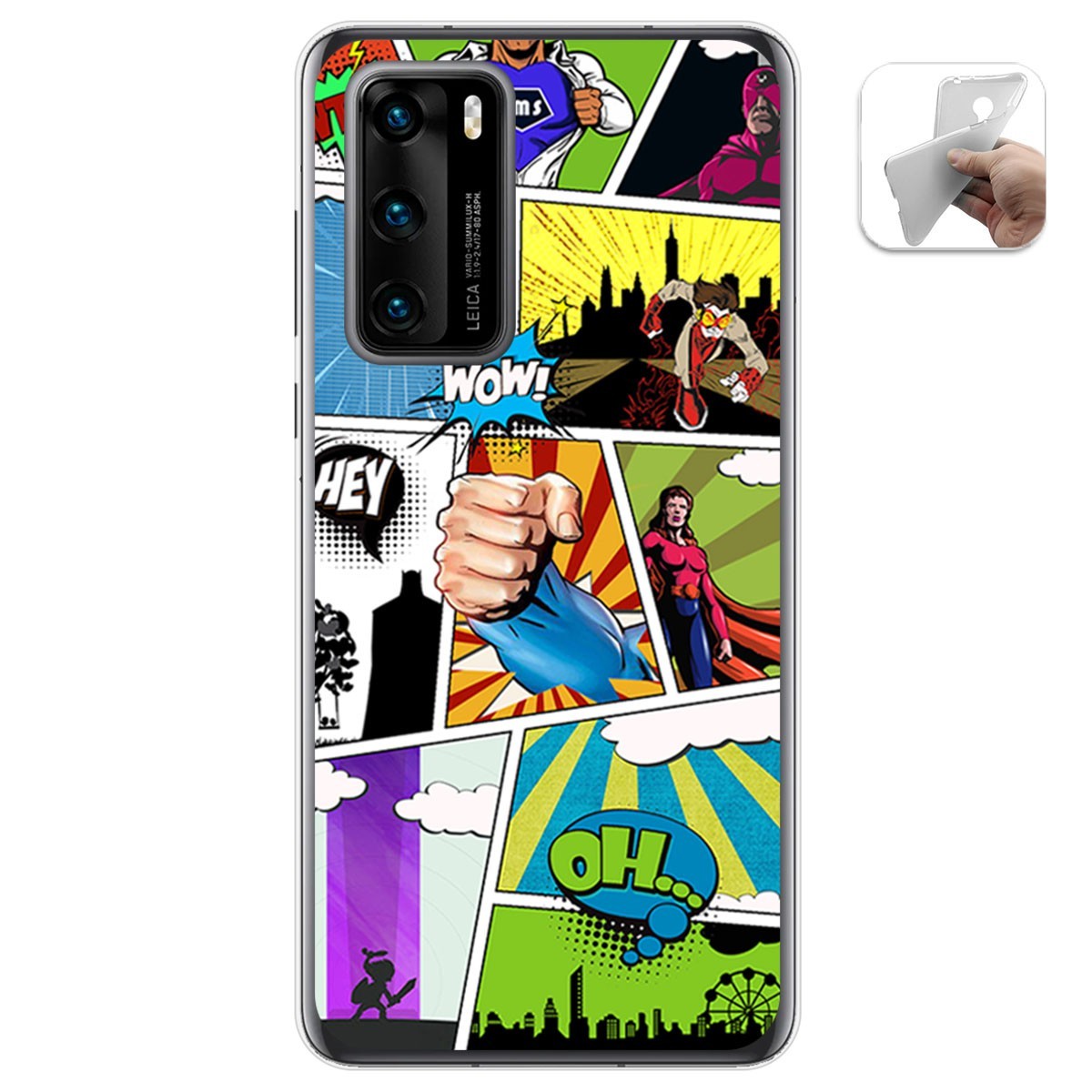 Funda Gel Tpu para Huawei P40 diseño Comic Dibujos