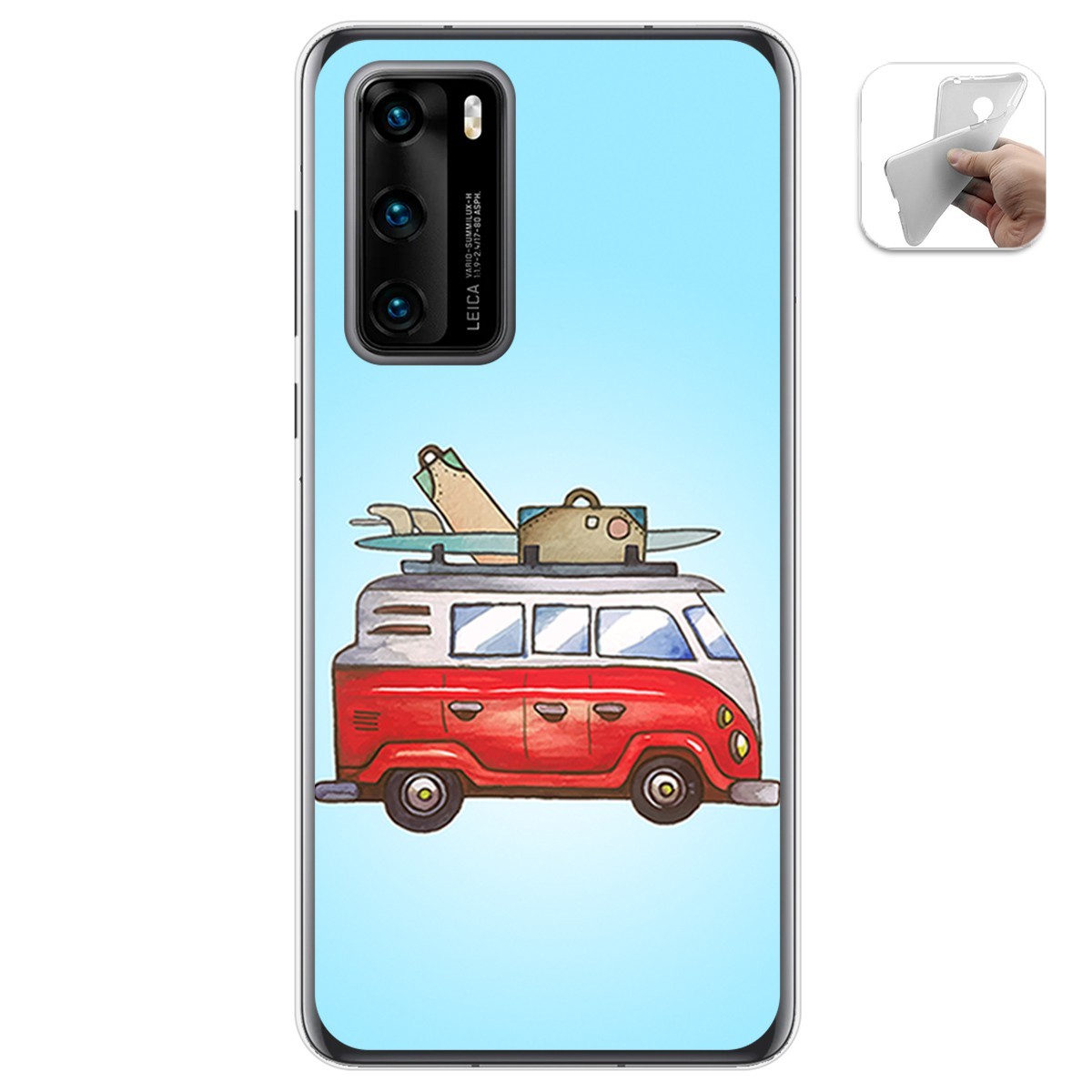 Funda Gel Tpu para Huawei P40 diseño Furgoneta Dibujos