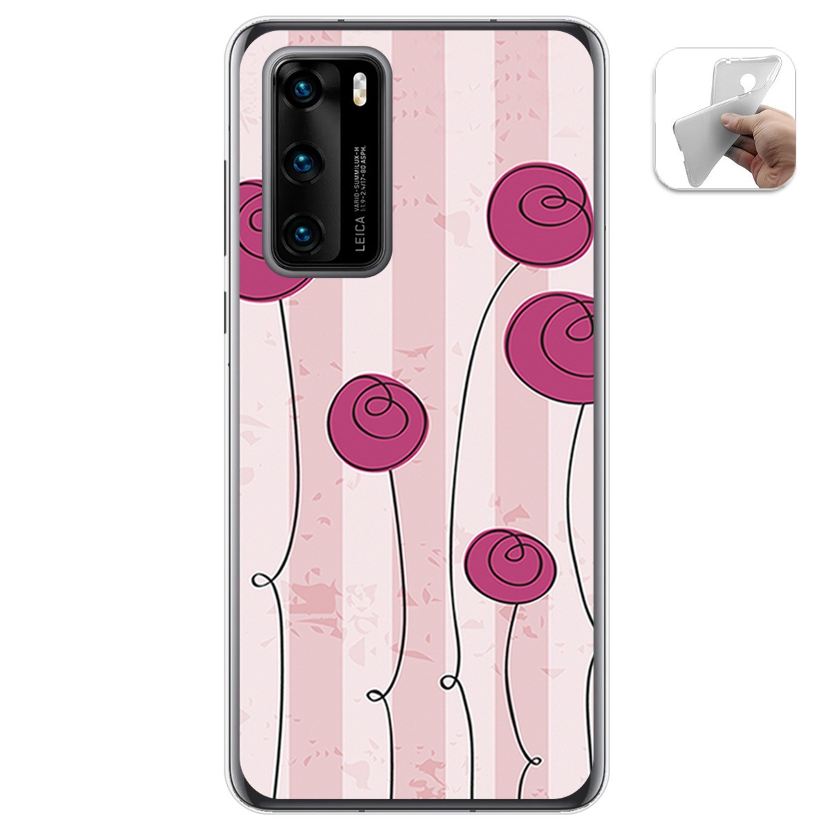 Funda Gel Tpu para Huawei P40 diseño Flores Vintage Dibujos