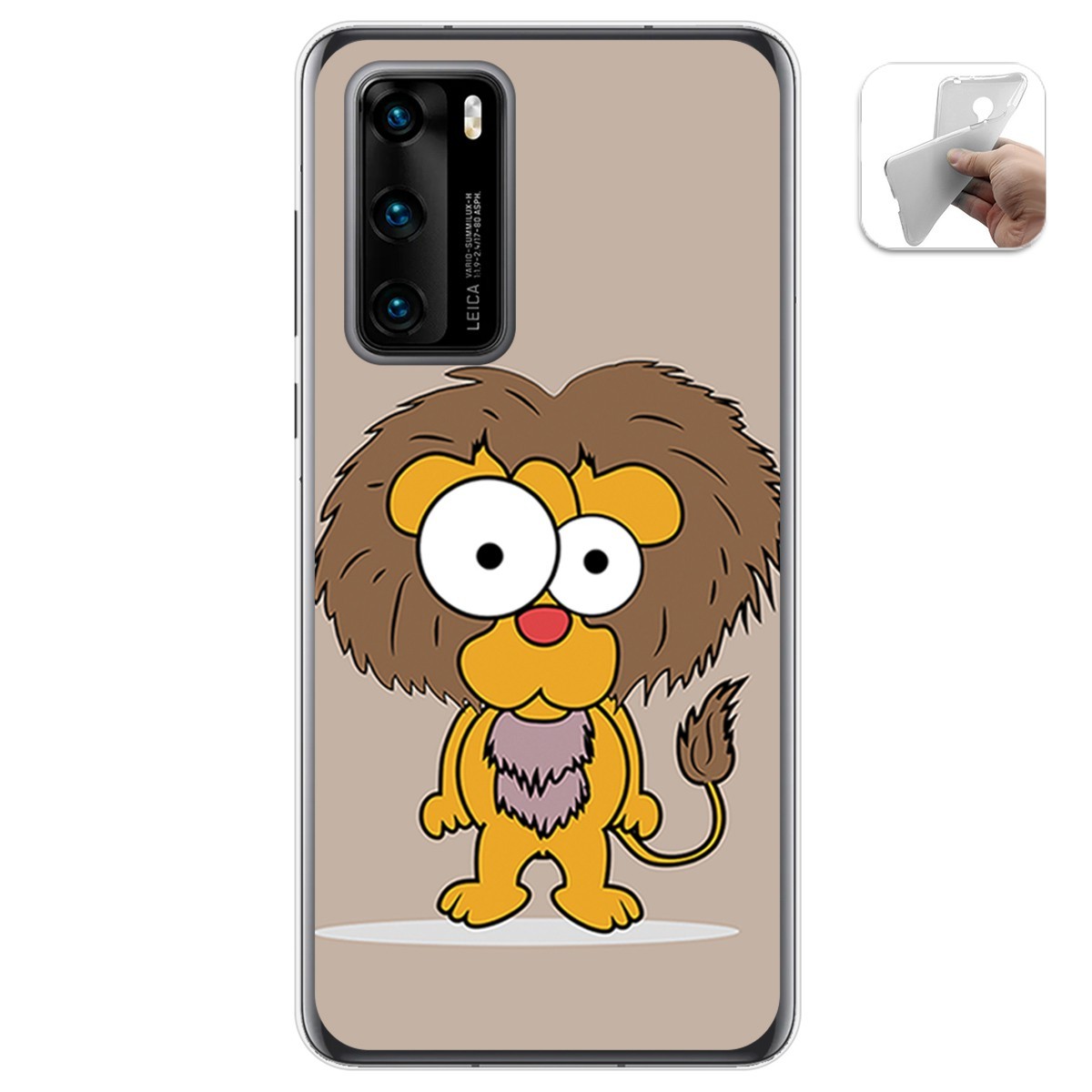 Funda Gel Tpu para Huawei P40 diseño Leon Dibujos