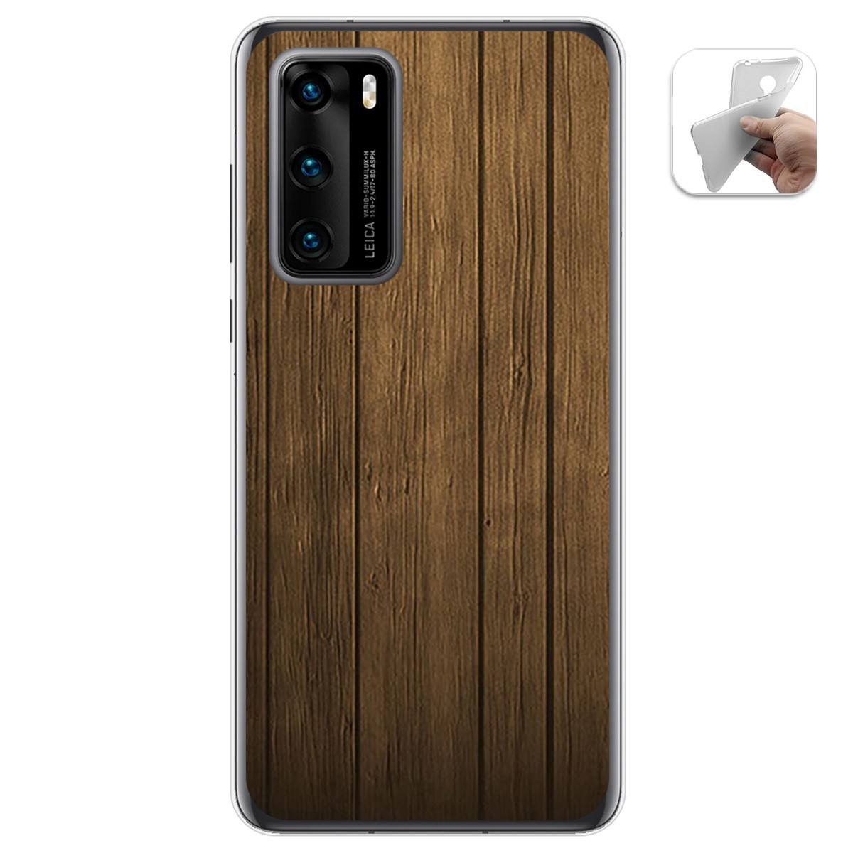 Funda Gel Tpu para Huawei P40 diseño Madera Dibujos