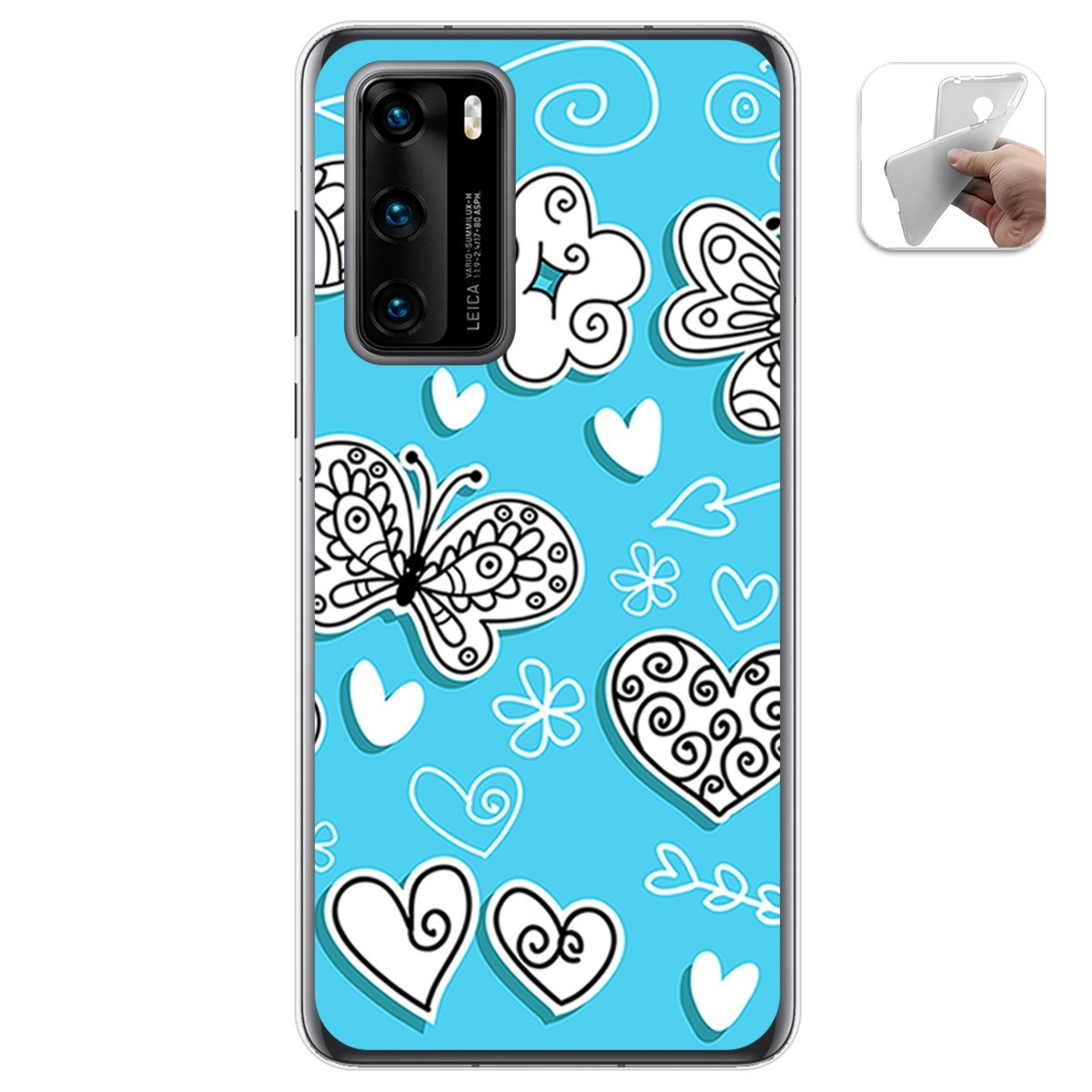 Funda Gel Tpu para Huawei P40 diseño Mariposas Dibujos