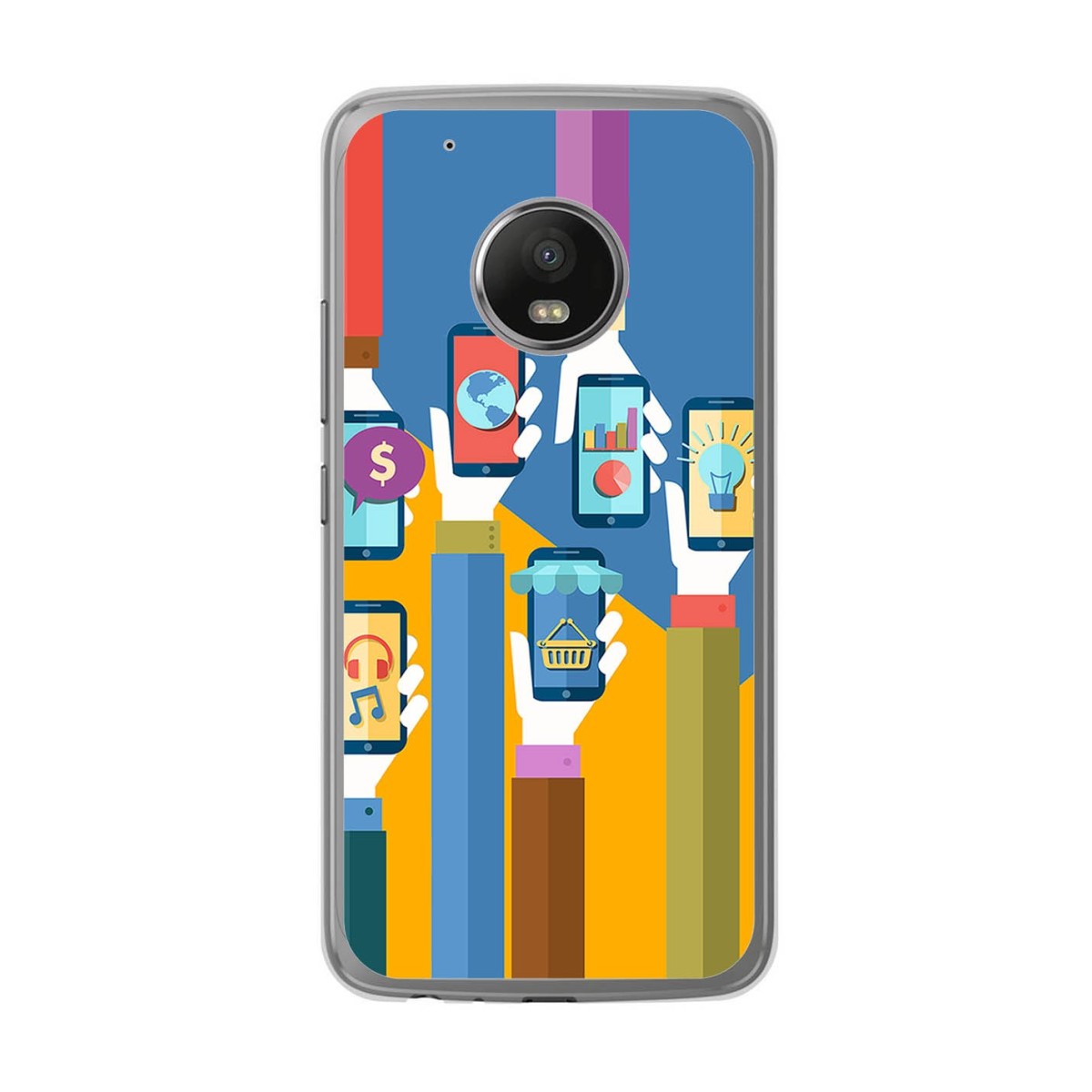 Funda Gel Tpu para Lenovo Moto G5 Plus Diseño Apps Dibujos