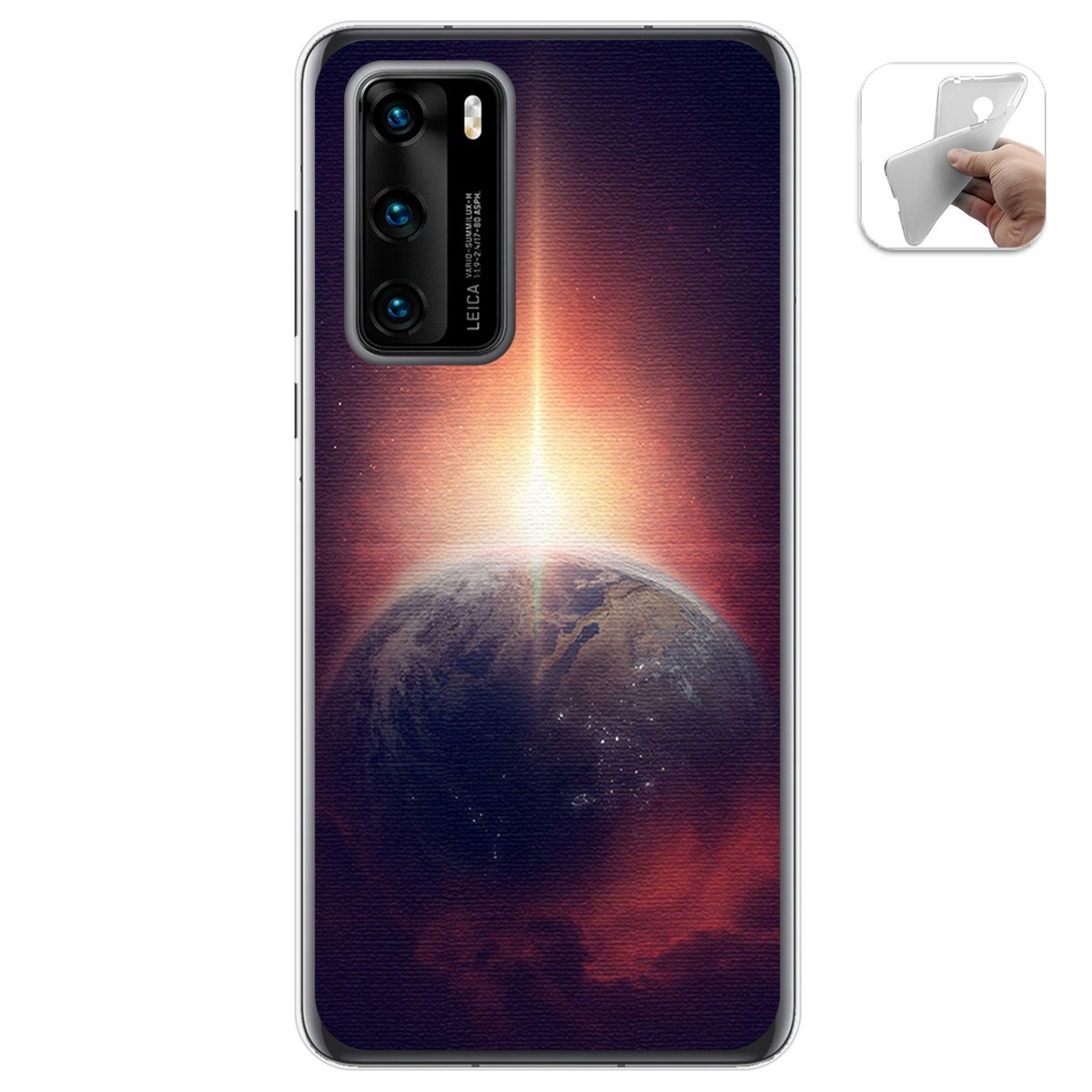 Funda Gel Tpu para Huawei P40 diseño Tierra Dibujos