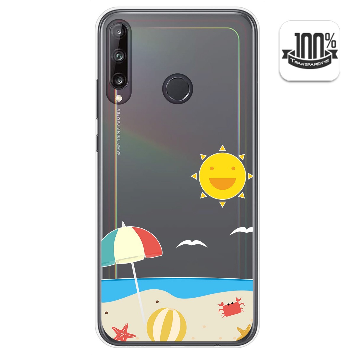 Funda Gel Transparente para Huawei P40 Lite E diseño Playa Dibujos