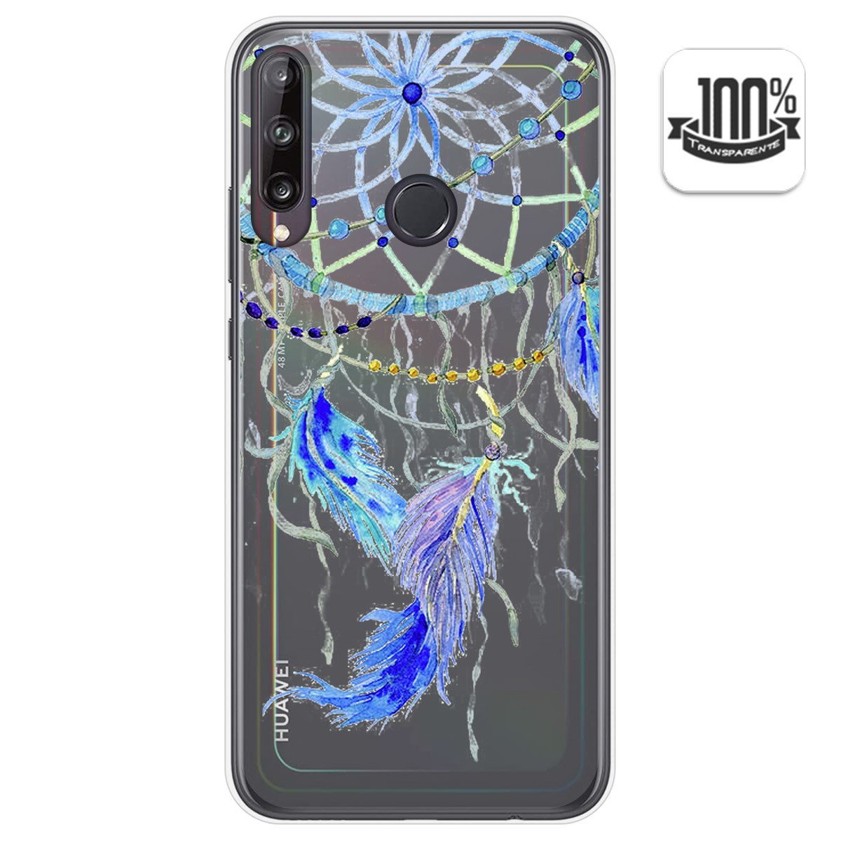 Funda Gel Transparente para Huawei P40 Lite E diseño Plumas Dibujos