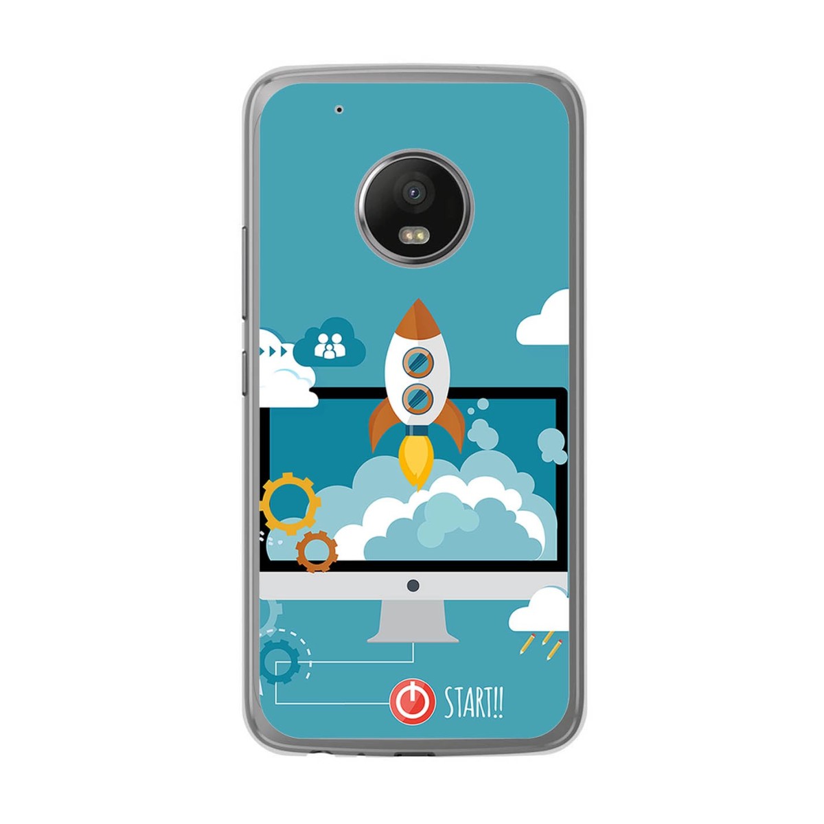 Funda Gel Tpu para Lenovo Moto G5 Plus Diseño Cohete Dibujos