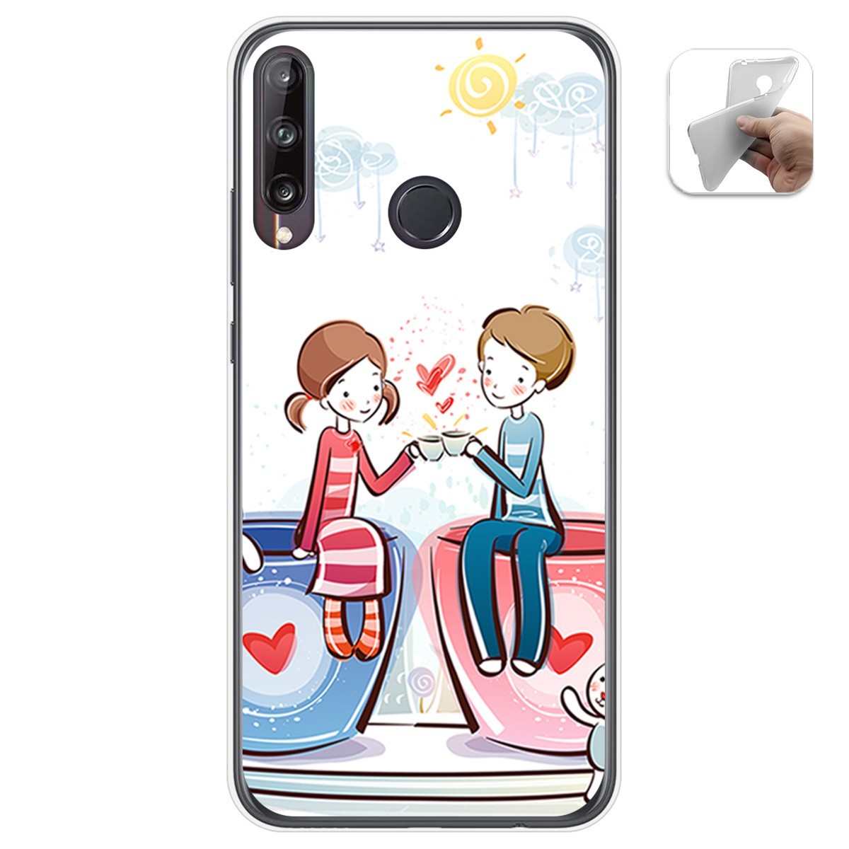 Funda Gel Tpu para Huawei P40 Lite E diseño Café Dibujos