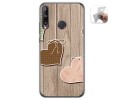 Funda Gel Tpu para Huawei P40 Lite E diseño Corazones Madera Dibujos