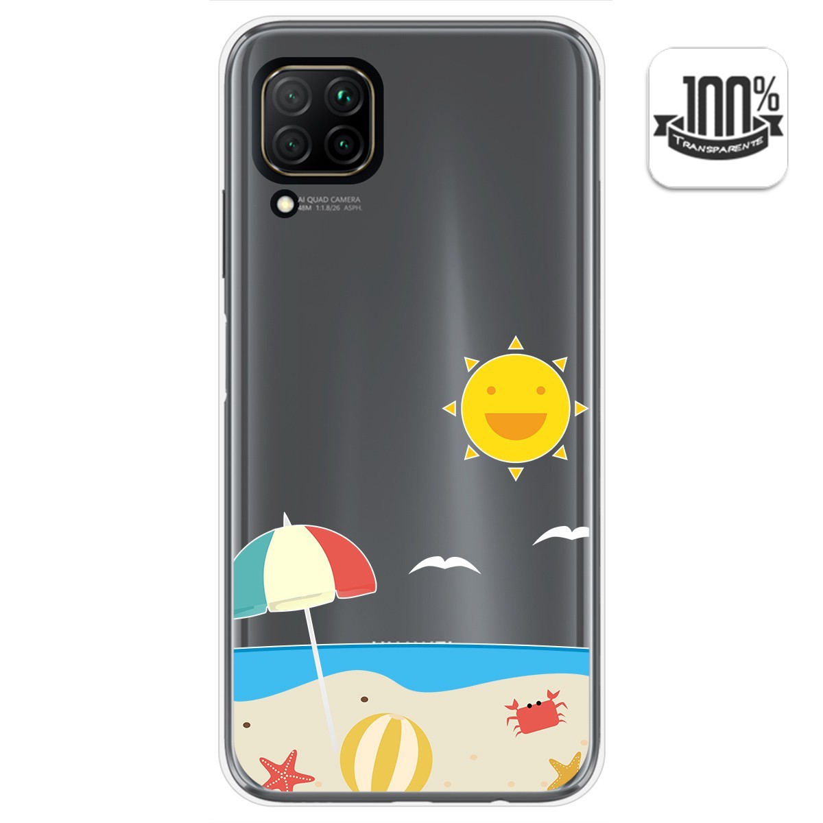 Funda Gel Transparente para Huawei P40 Lite diseño Playa Dibujos
