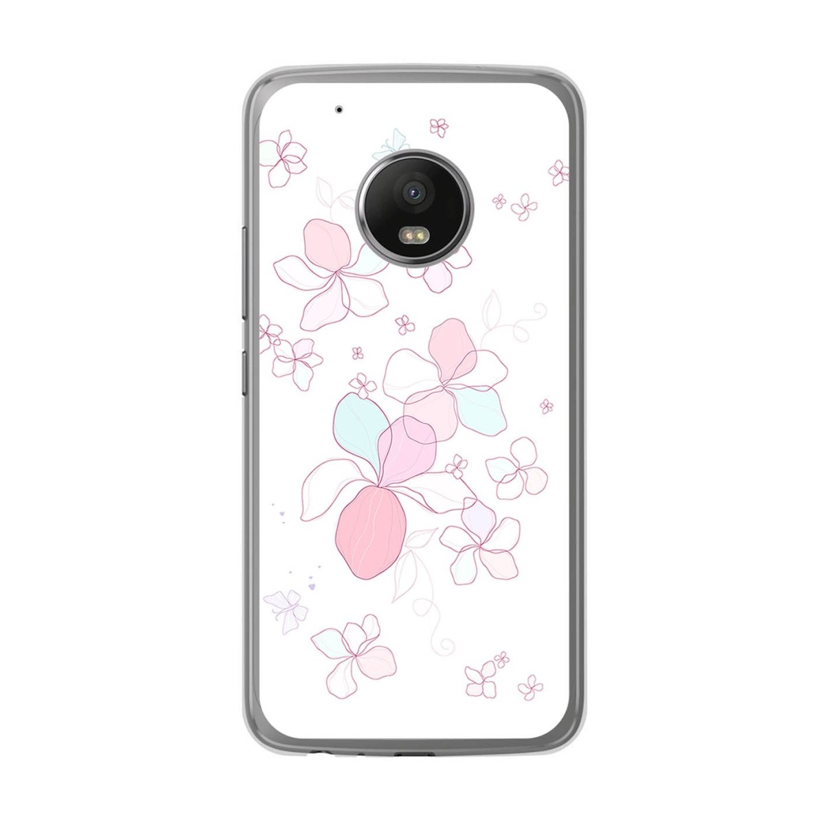 Funda Gel Tpu para Lenovo Moto G5 Plus Diseño Flores Minimal Dibujos