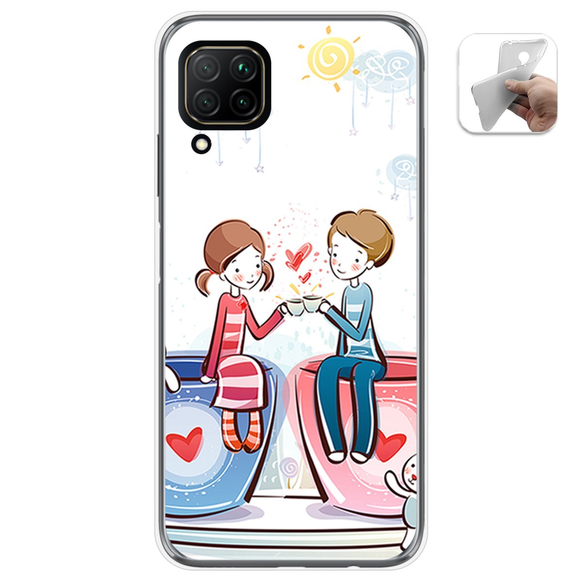 Funda Gel Tpu para Huawei P40 Lite diseño Café Dibujos
