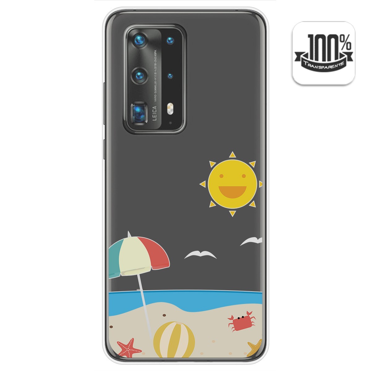 Funda Gel Transparente para Huawei P40 Pro diseño Playa Dibujos