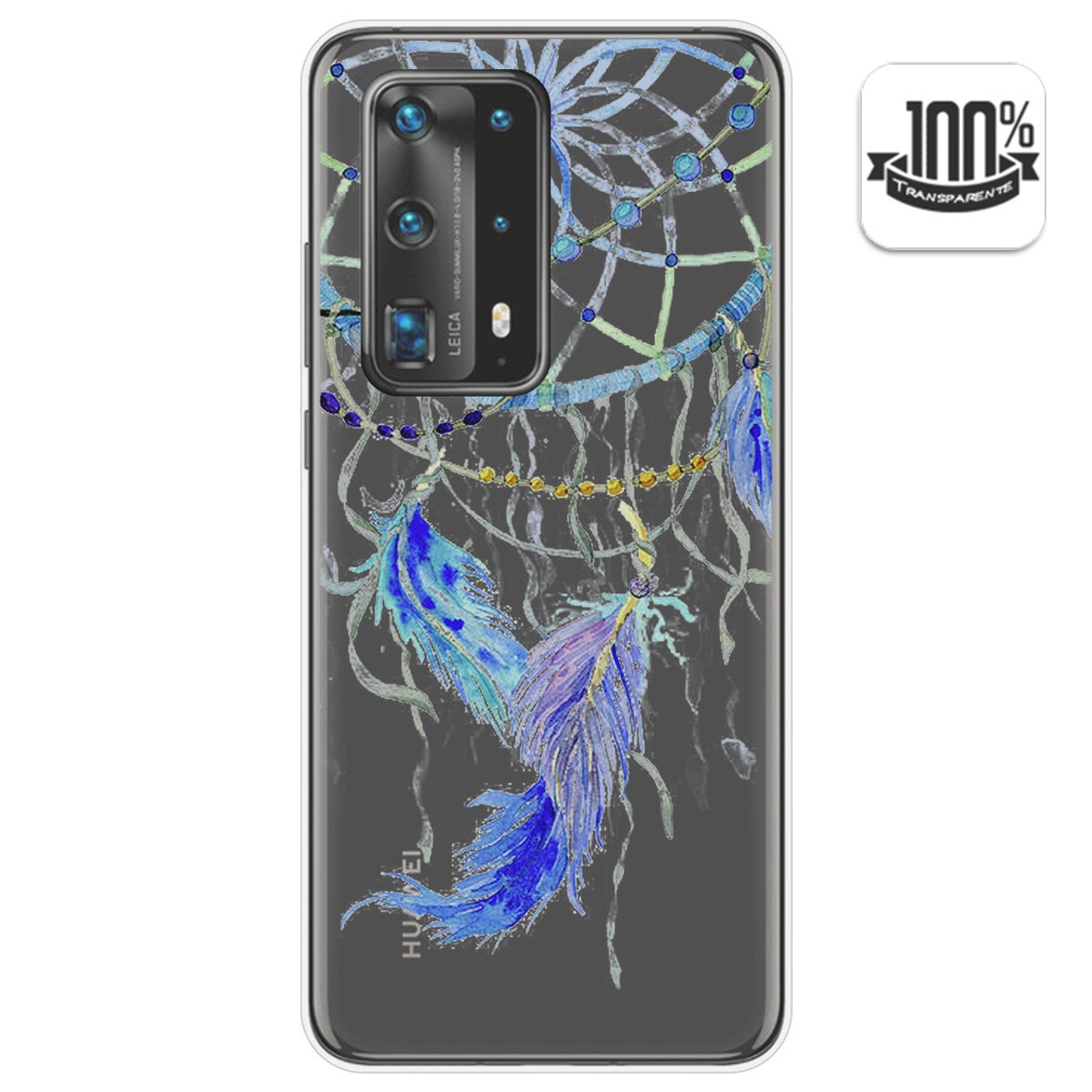 Funda Gel Transparente para Huawei P40 Pro diseño Plumas Dibujos