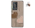 Funda Gel Tpu para Huawei P40 Pro diseño Corazones Madera Dibujos