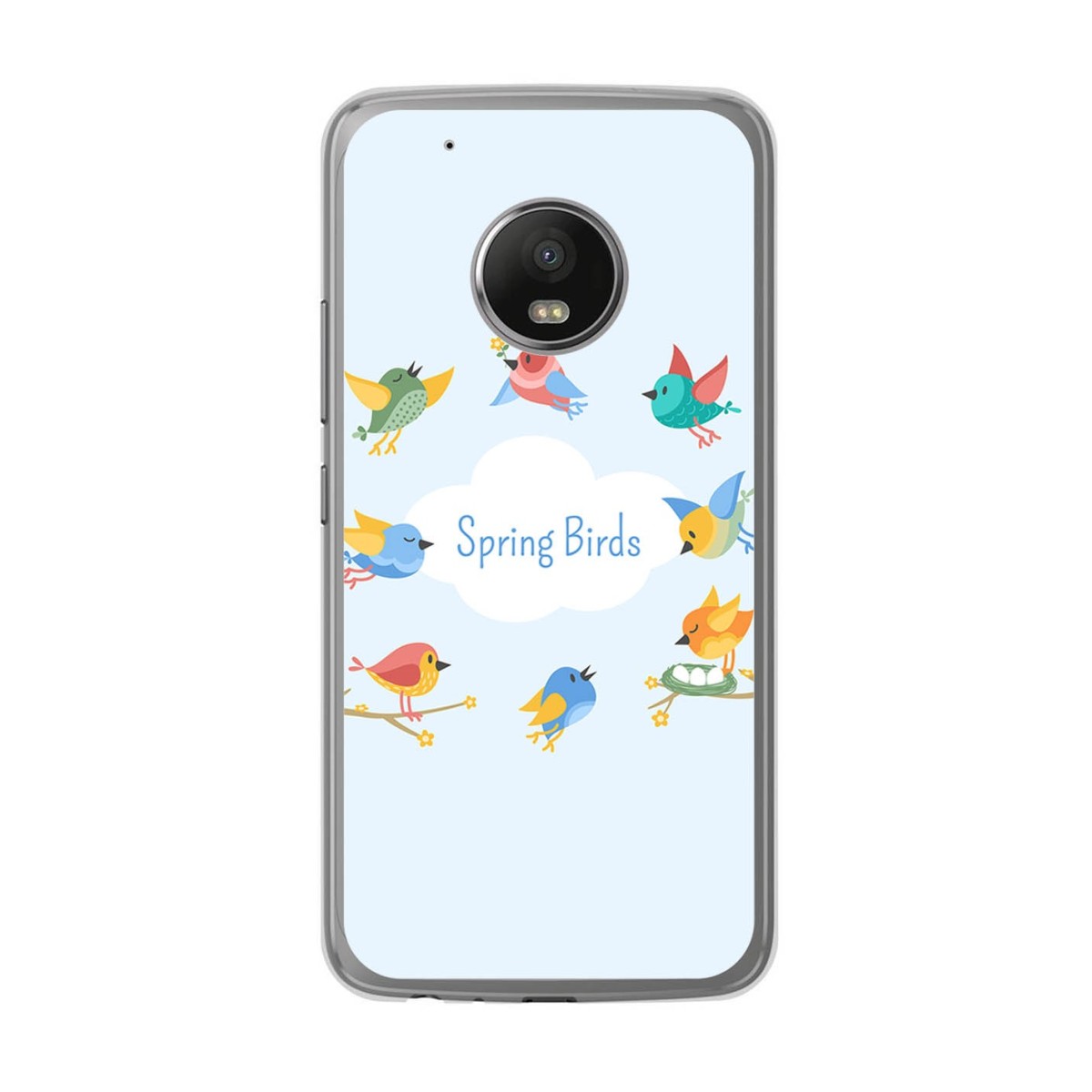 Funda Gel Tpu para Lenovo Moto G5 Plus Diseño Spring Birds Dibujos