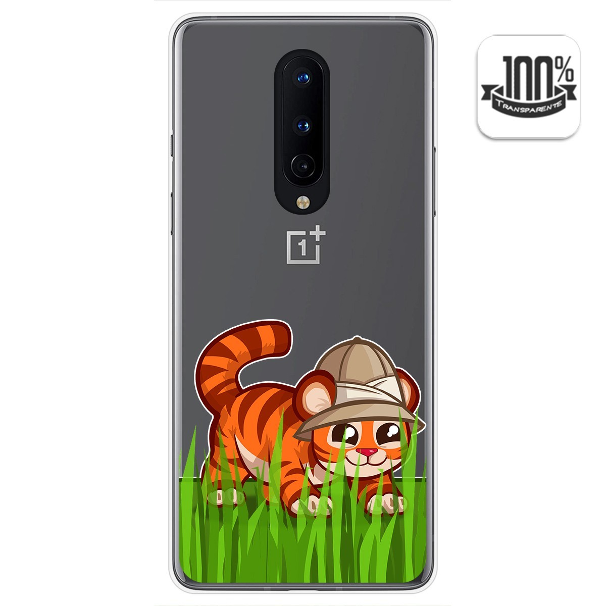 Funda Gel Transparente para OnePlus 8 diseño Tigre Dibujos