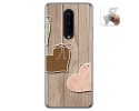 Funda Gel Tpu para OnePlus 8 diseño Corazones Madera Dibujos
