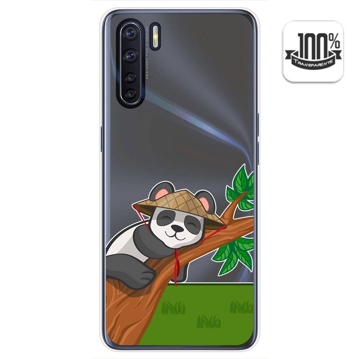 Funda Gel Transparente para Oppo A91 diseño Panda Dibujos
