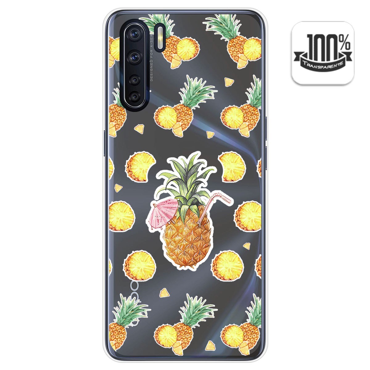 Funda Gel Transparente para Oppo A91 diseño Piña Dibujos