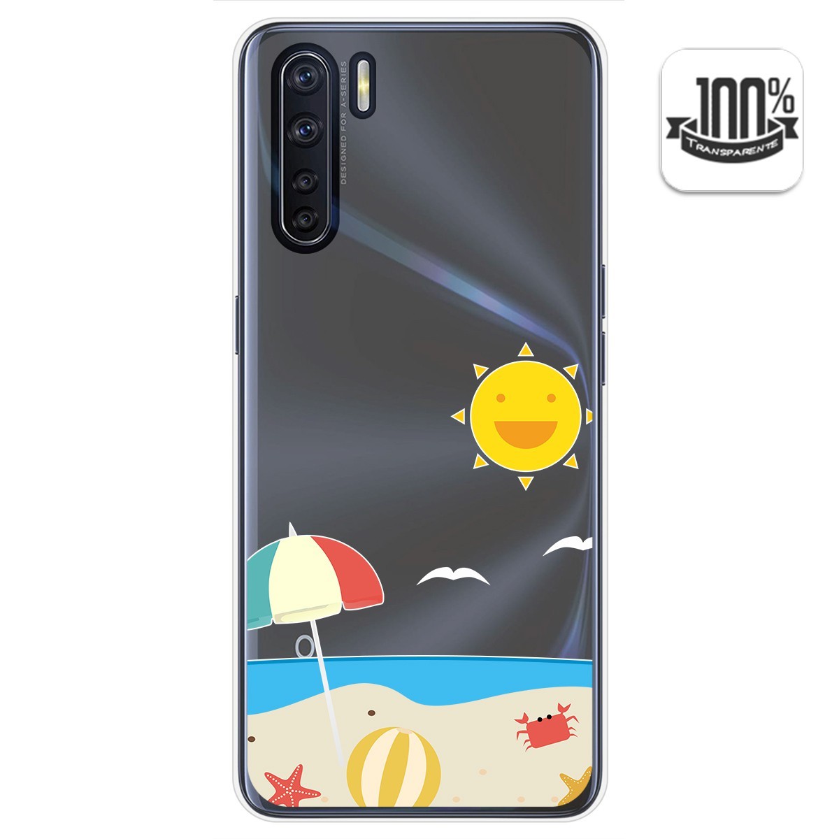 Funda Gel Transparente para Oppo A91 diseño Playa Dibujos