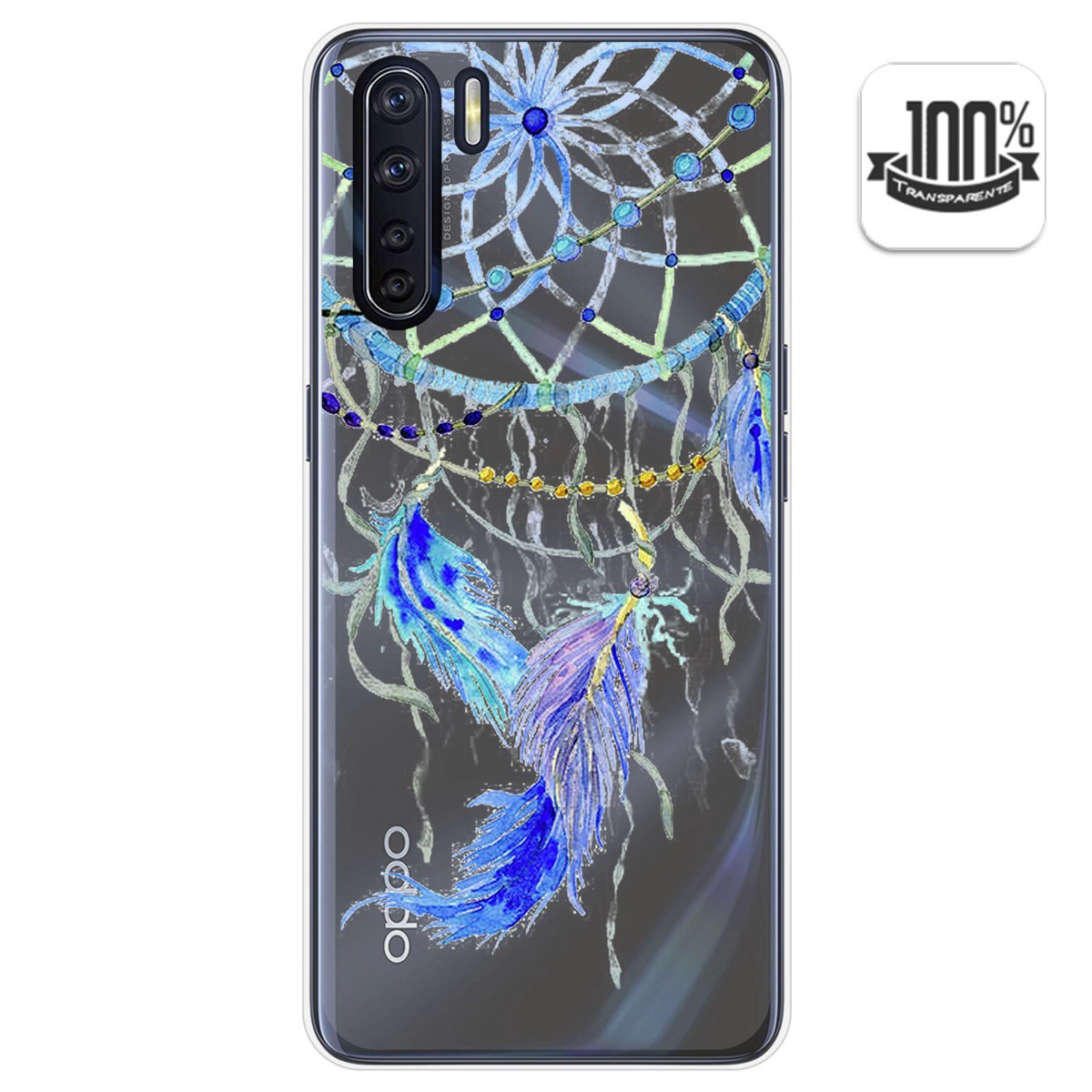 Funda Gel Transparente para Oppo A91 diseño Plumas Dibujos
