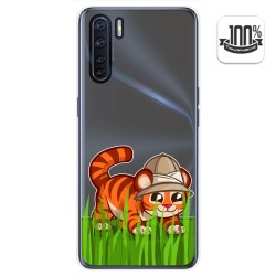 Funda Gel Transparente para Oppo A91 diseño Tigre Dibujos