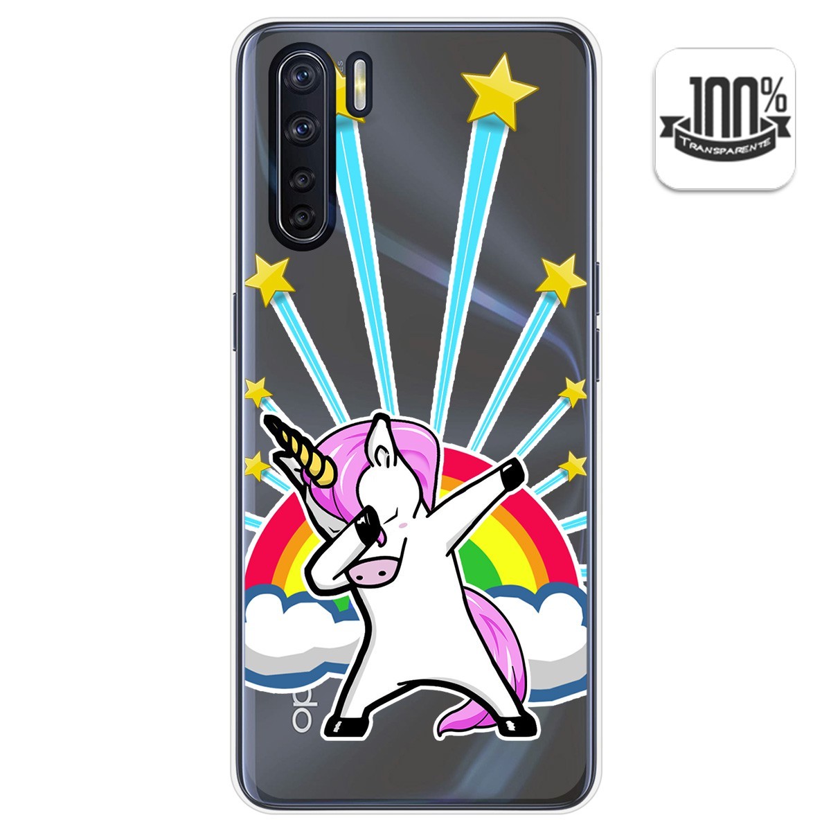 Funda Gel Transparente para Oppo A91 diseño Unicornio Dibujos