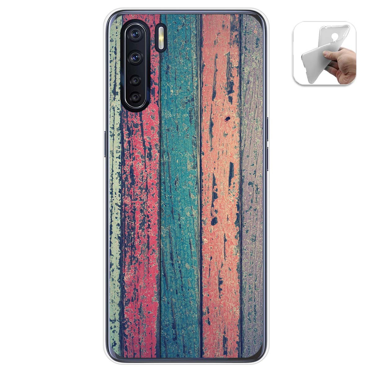 Funda Gel Tpu para Oppo A91 diseño Madera 10 Dibujos