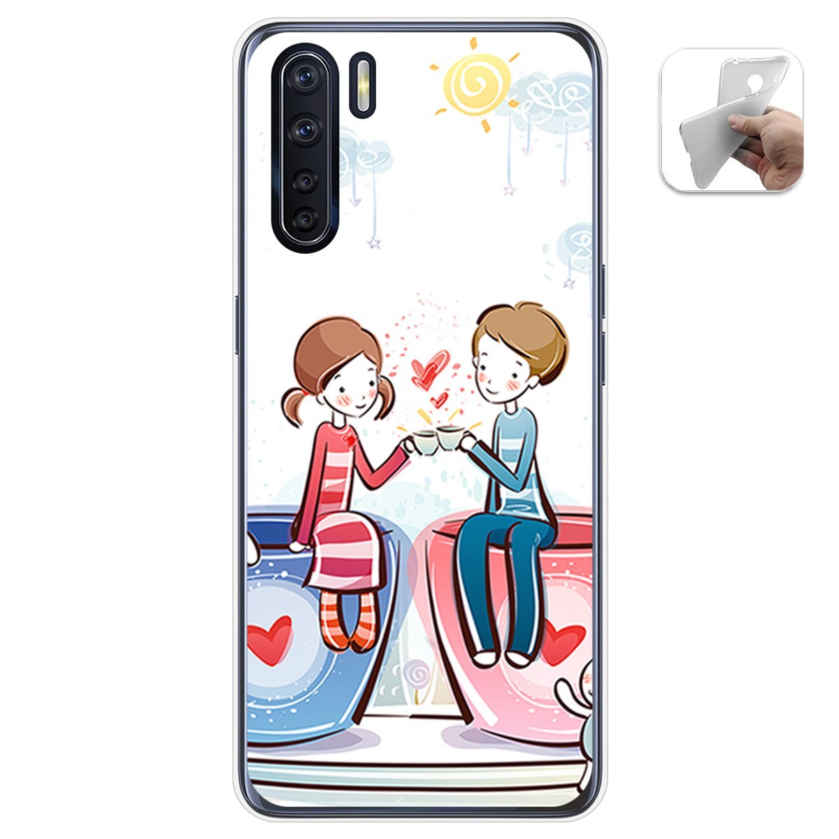 Funda Gel Tpu para Oppo A91 diseño Café Dibujos