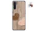 Funda Gel Tpu para Oppo A91 diseño Corazones Madera Dibujos