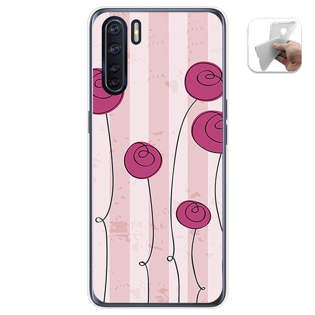 Funda Gel Tpu para Oppo A91 diseño Flores Vintage Dibujos