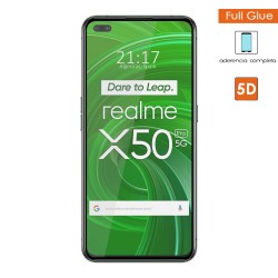 Protector Cristal Templado Completo 5D Full Glue Negro para Realme X50 Pro 5G Vidrio 2