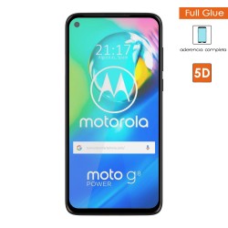 Protector Cristal Templado Completo 5D Full Glue Negro para Motorola Moto G8 Power Vidrio 2
