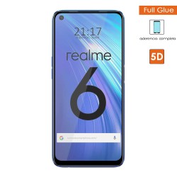 Protector Cristal Templado Completo 5D Full Glue Negro para Realme 6 Vidrio 2