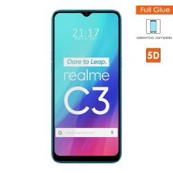 Protector Cristal Templado Completo 5D Full Glue Negro para Realme C3 Vidrio 2