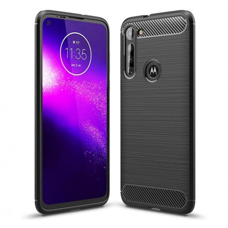 Funda Gel Tpu Tipo Carbon Negra para Mororola Moto G8 Power
