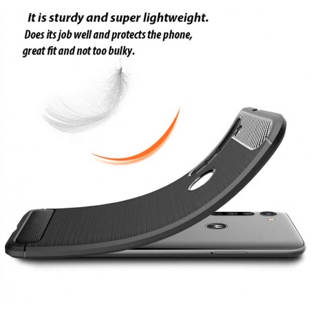Funda Gel Tpu Tipo Carbon Negra para Mororola Moto G8 Power