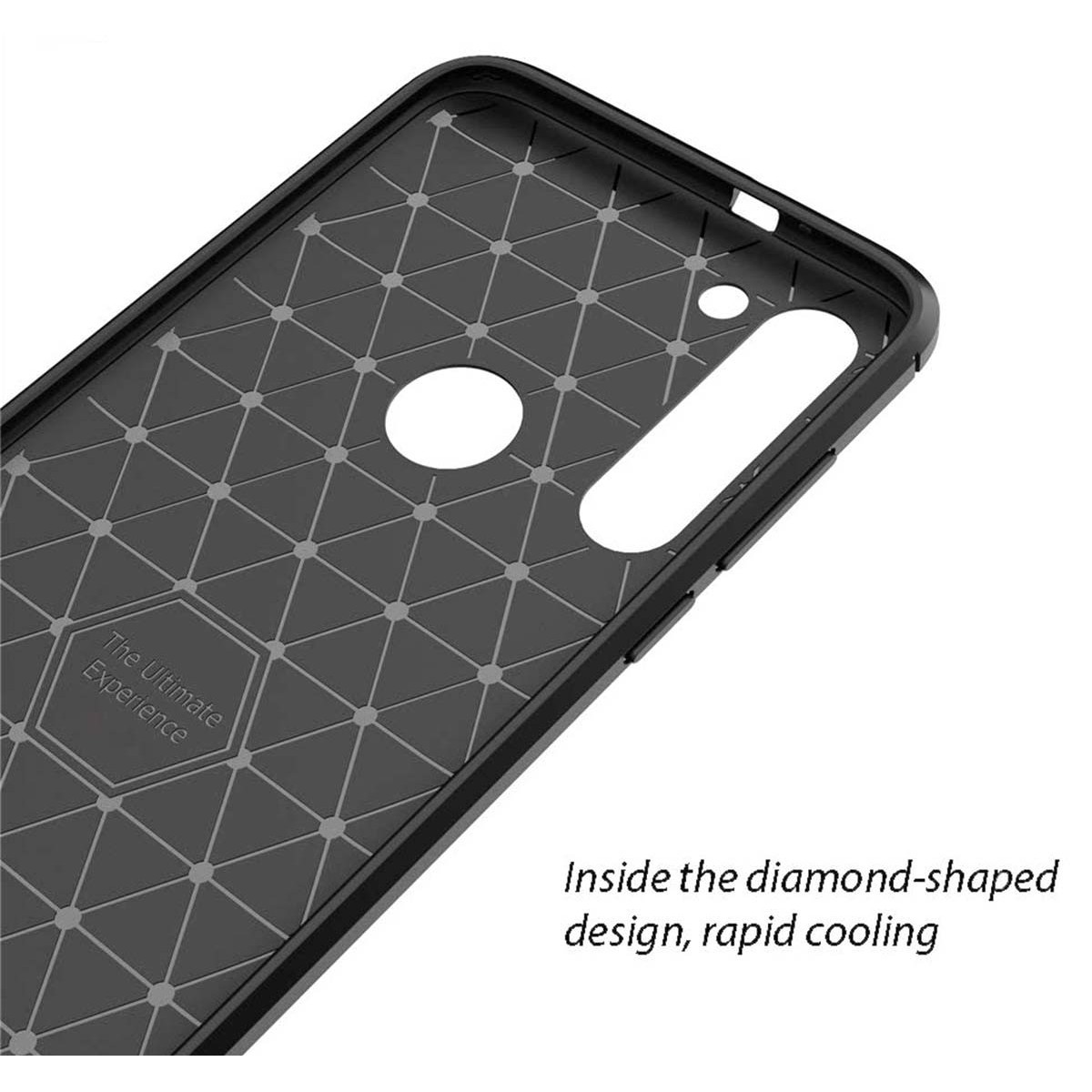 Funda Gel Tpu Tipo Carbon Negra para Mororola Moto G8 Power