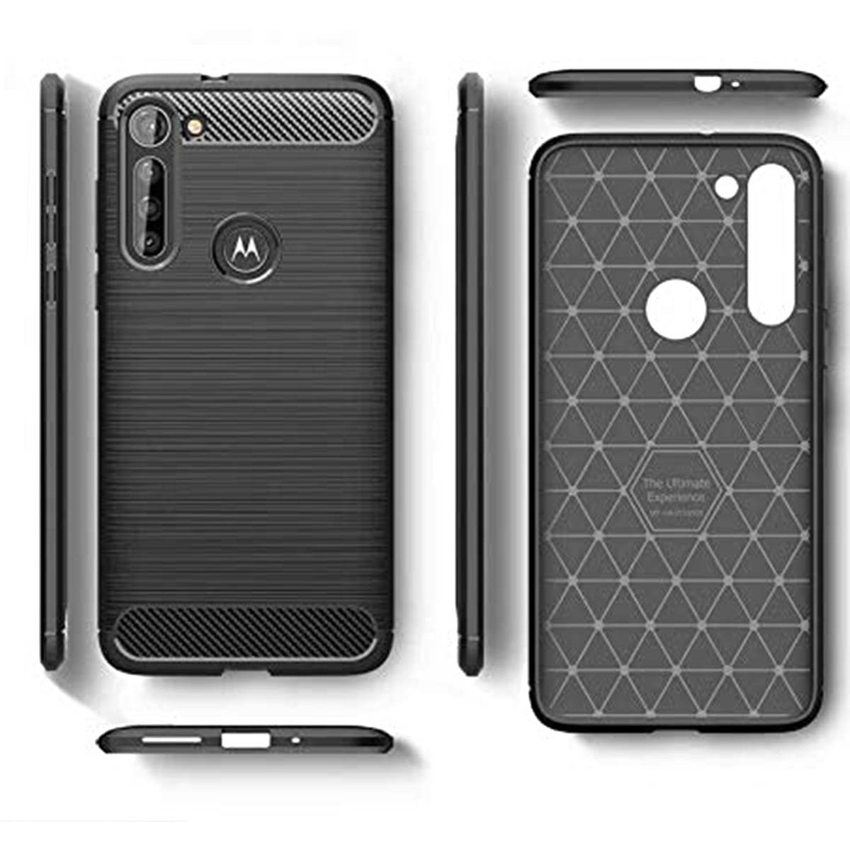 Funda Gel Tpu Tipo Carbon Negra para Mororola Moto G8 Power