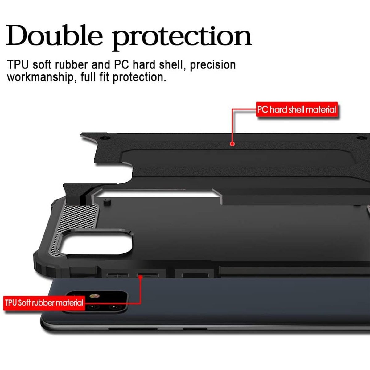 Funda Tipo Hybrid Tough Armor (Pc+Tpu) Negra para Samsung Galaxy Note 10 Lite