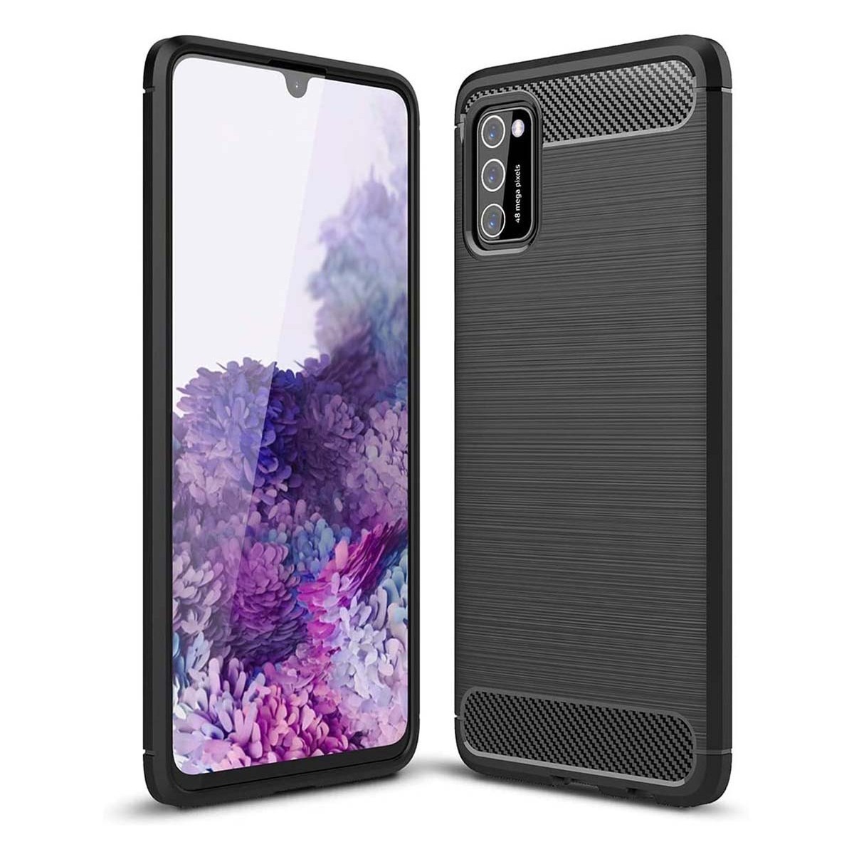 Funda Gel Tpu Tipo Carbon Negra para Samsung Galaxy A41