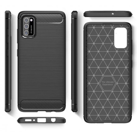 Funda Gel Tpu Tipo Carbon Negra para Samsung Galaxy A41
