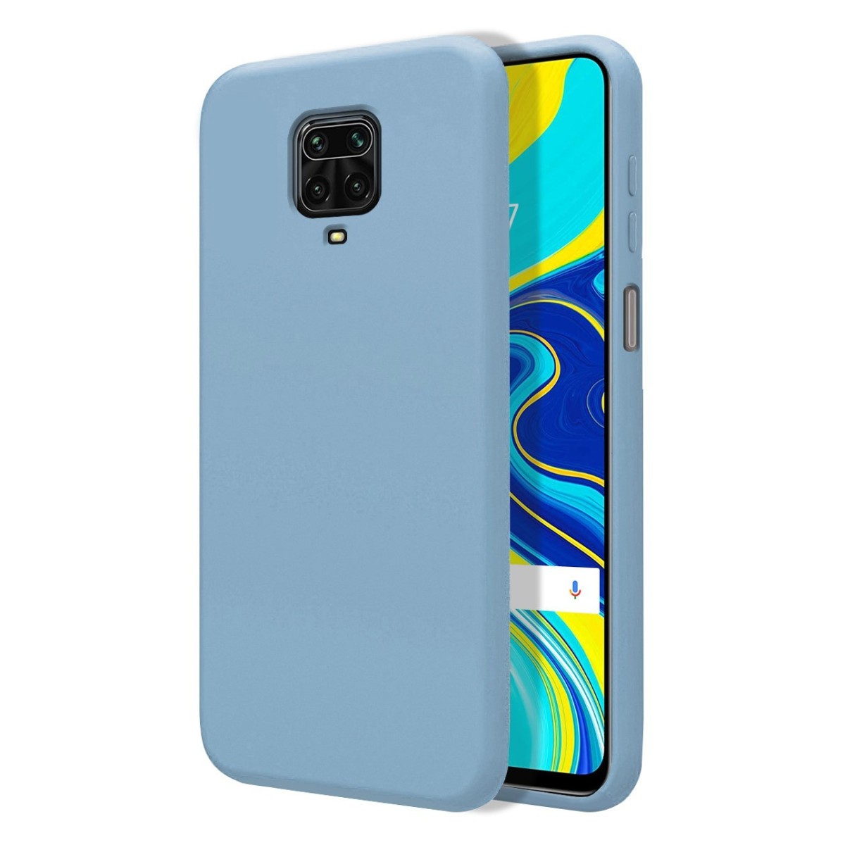 Funda Silicona Líquida Ultra Suave para Xiaomi Redmi Note 9S / Note 9 Pro color Azul Celeste