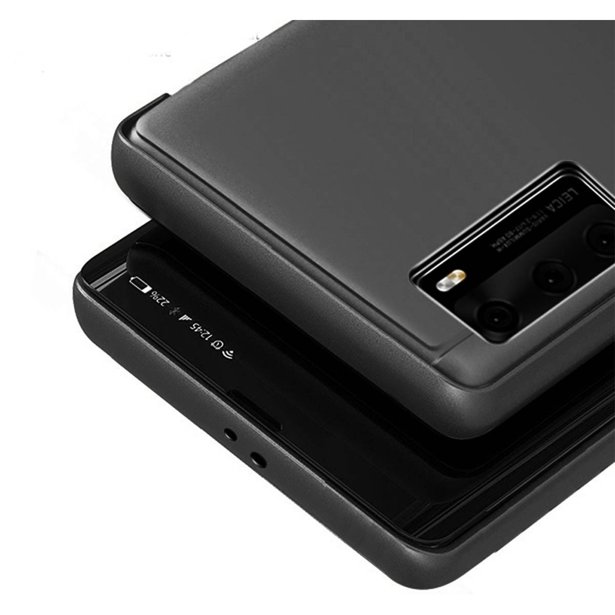 Funda Flip Cover Clear View para Huawei P40 Pro color Negro