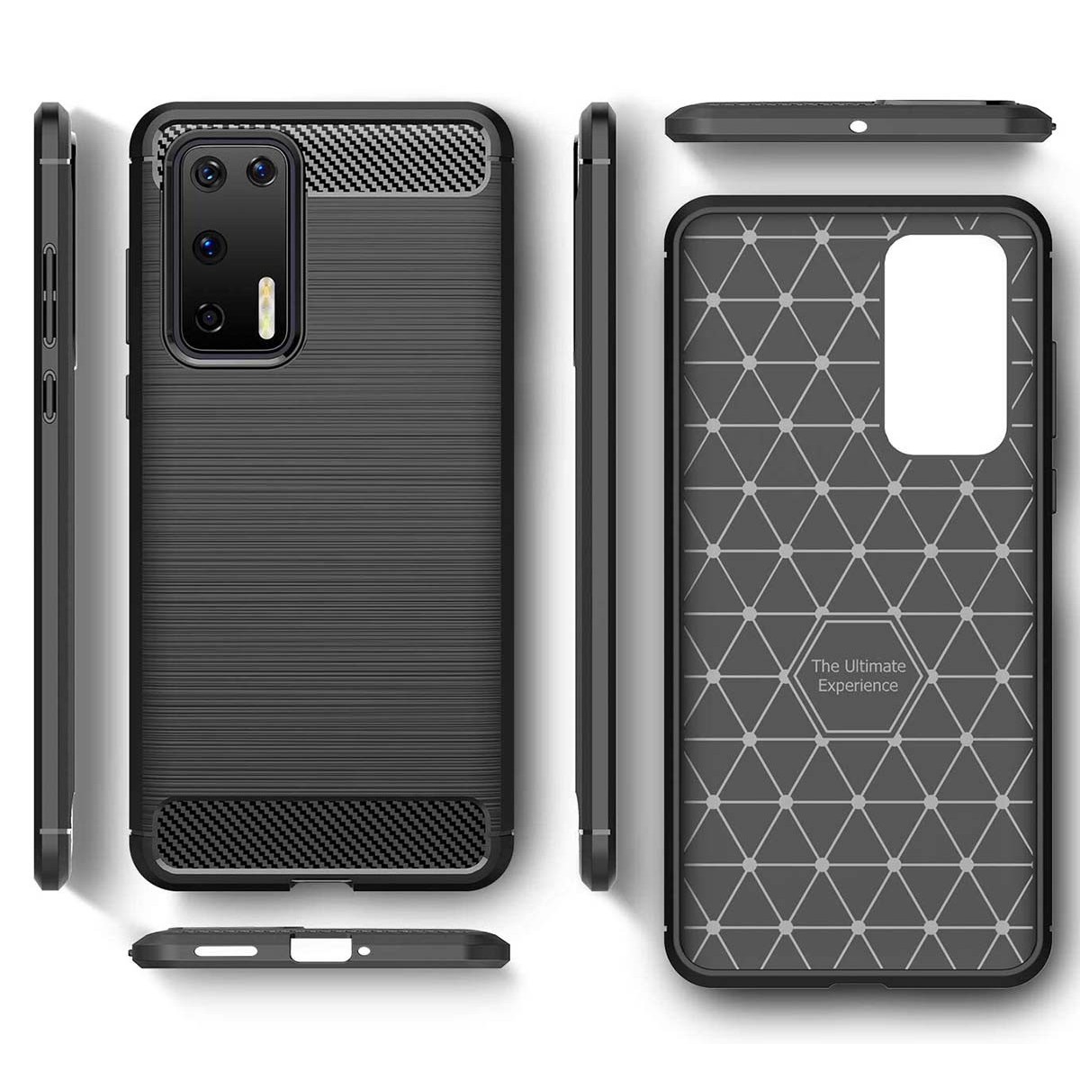 Funda Gel Tpu Tipo Carbon Negra para Huawei P40